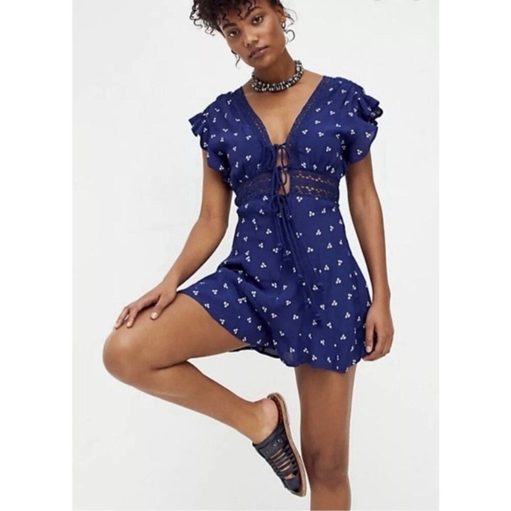 Free People Morning Sun Navy Romper